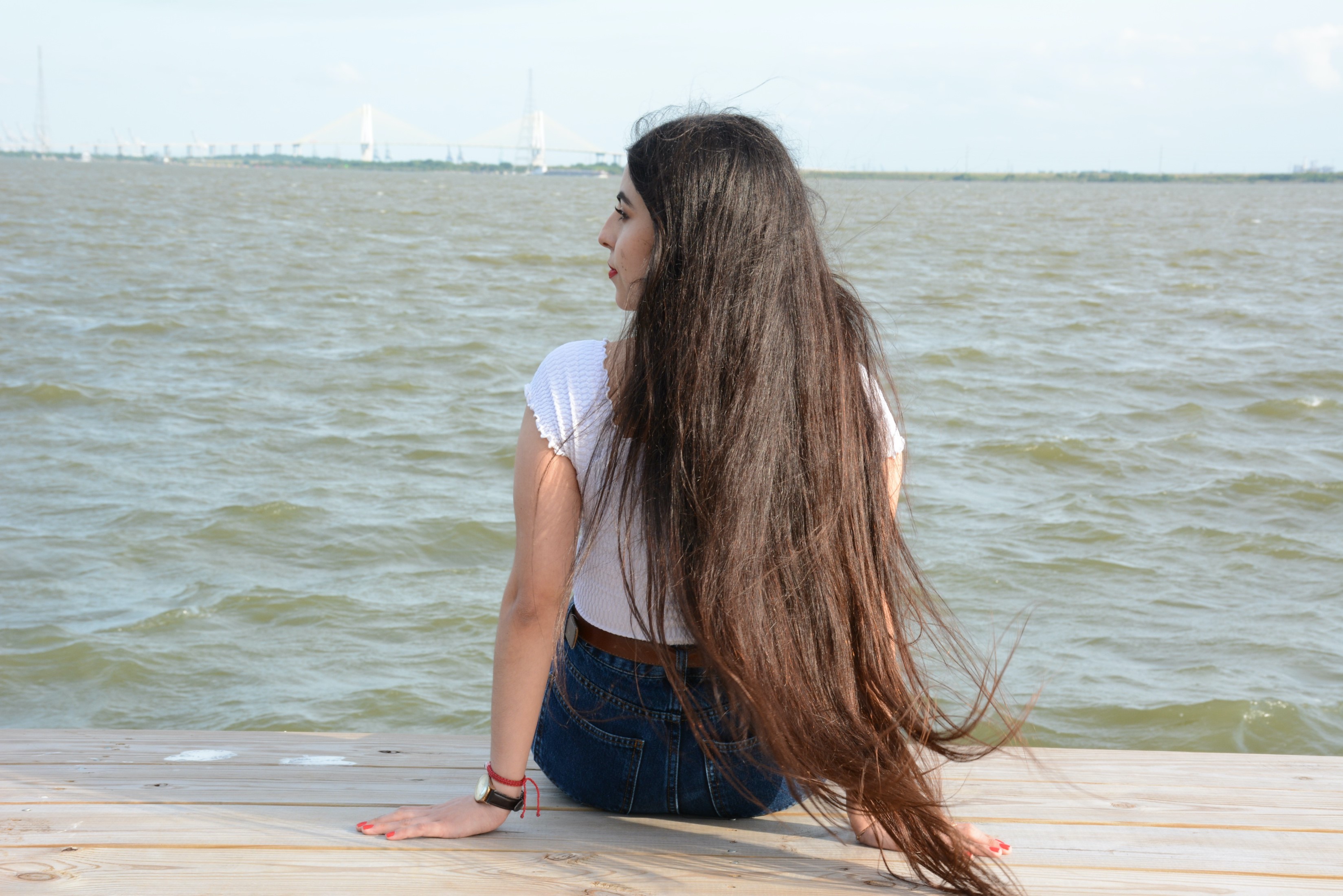 Rodriguez in front of ocean